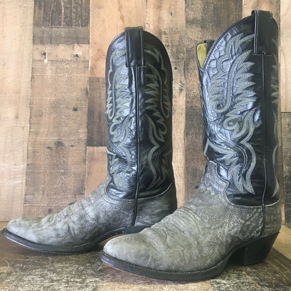 Justin Cowboy J20976 Vintage Sueded Bull Shoulder Cowboy Boots Mens 8.5 D