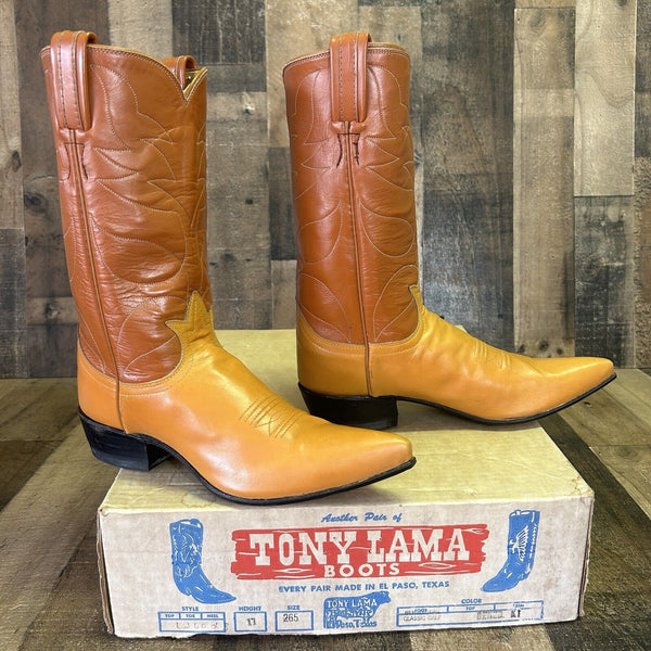 Tony Lama Vintage Gold Label Pointed Toe Cowboy Boots Womens 6.5 B