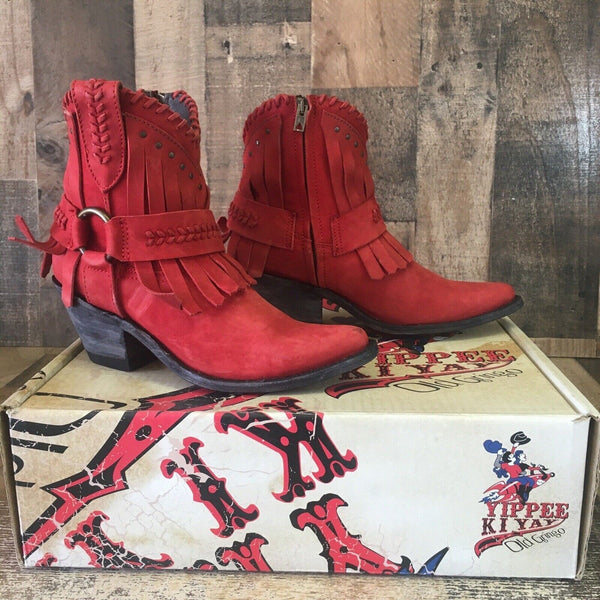 Old Gringo Yippee Kiyay Lavar 7” YBL2434-3 Red Ankle Cowboy Boots Womens 7.5 B