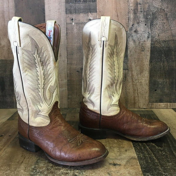 Tony Lama Vintage Smooth Ostrich Round Toe Cowboy Boots Mens 8 D