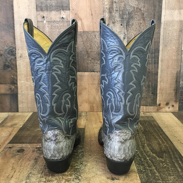 Justin Vtg Snakeskin Cowboy Boots Mens 8 D